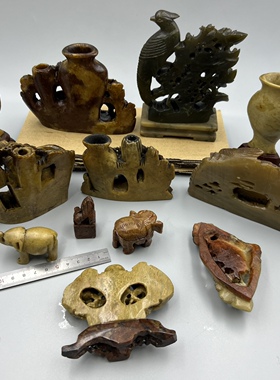 老物件古董古玩收藏品创汇时期出口外销寿山石头雕刻摆件装饰品