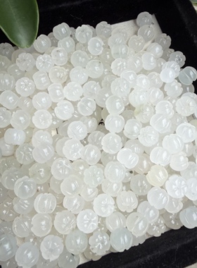 新疆金丝玉白玉8mm南瓜珠散珠