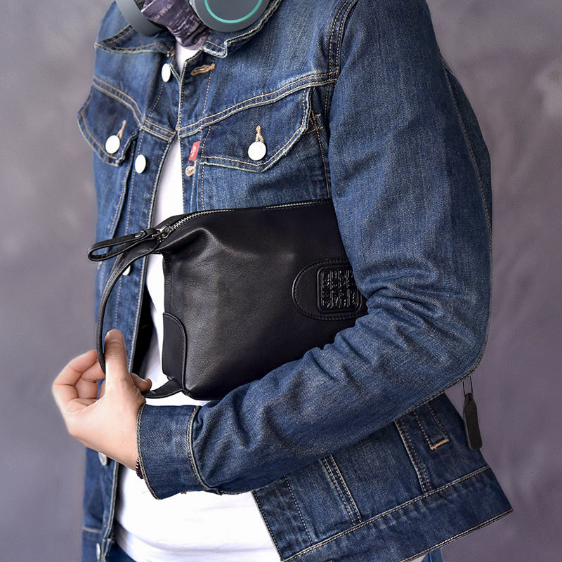 二十四街 复古潮流款 中国风男士牛皮手拿包真皮手包大容量手拎包,淘宝优惠券,粉丝福利购,淘宝优惠卷