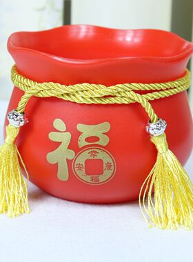 花盆节日装饰福桶红果花桶乔迁客厅年宵花摆件结婚喜庆过年花盆