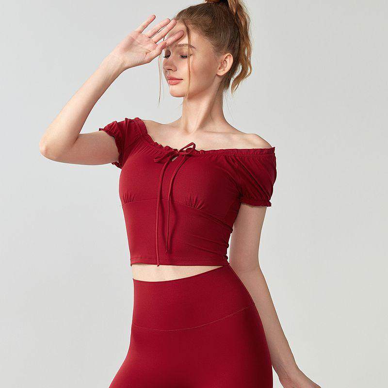 固定式胸垫绑带挂脖运动T恤女一体杯内衣短款瑜伽服短袖健身上衣,淘宝优惠券,粉丝福利购,淘宝优惠卷