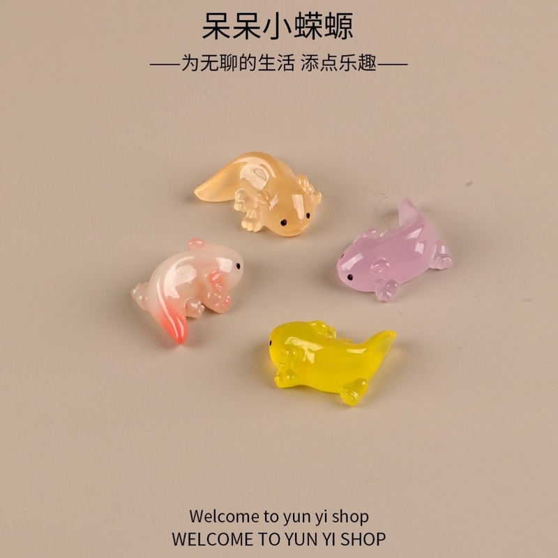 夜光可爱呆呆小蝾螈微景观创意装饰品配件办公室桌面迷你小摆件 - 图2