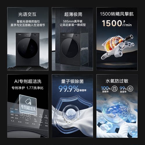 [松下白月光曜夜]超薄滚筒洗衣机10kg家用全自动变频智投除菌L1S5 - 图0