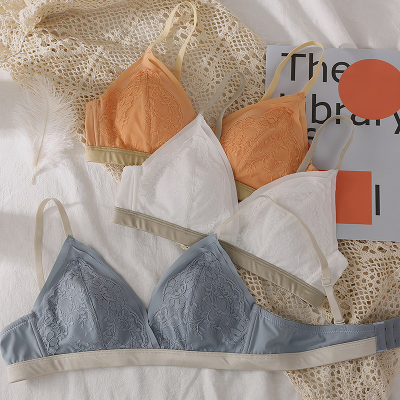白色女超薄款大胸显小无钢圈胸罩 莉妃文胸