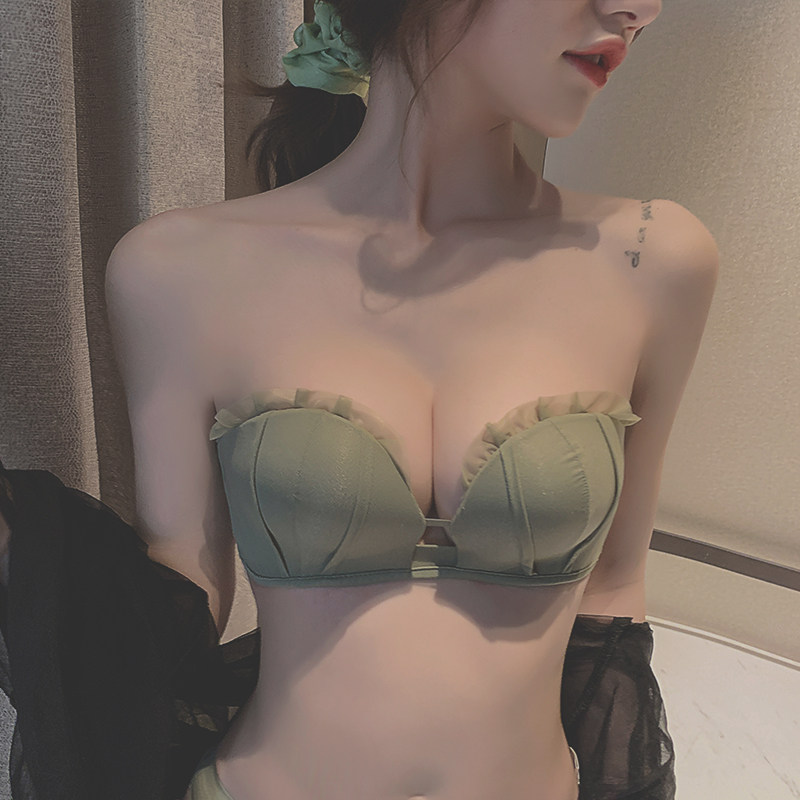 隐形肩带无钢圈聚拢防滑夏季胸罩 莉妃文胸