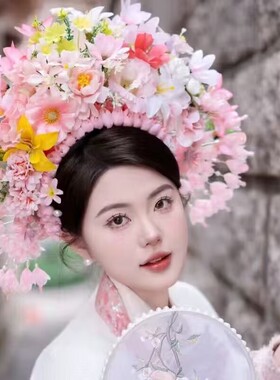 泉州浔埔簪花发箍成品绢花头饰民族风花环马面裙女汉服配饰头箍