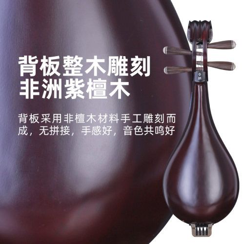 星海柳琴8412-1非洲紫檀木花开富贵牡丹头北京星海考级柳琴民乐器 - 图2