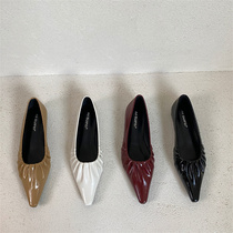 ALIGUIFEI Arigui courteous late evening wind pleated light mouth flat bottom single shoe soft bottom comfortable ladyshoe