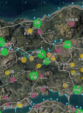 和平精英地图海报 PUBG绝地求生荣都网吧吃鸡游戏壁纸墙贴装饰画