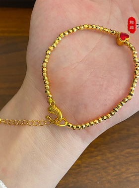 2025新款烧蓝立体红色爱心方糖珠手链简约合金转运珠手串女饰品