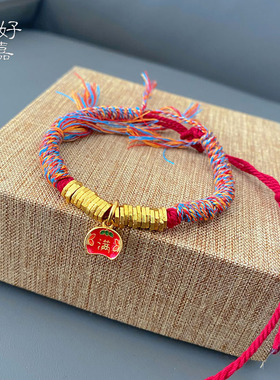 2025新款新中式女款福满盘缠编绳手链铜镀金高级感古法设计款首饰