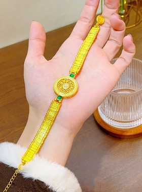2025爆款女款越南沙金镶钻八宝罗盘手表盘手链时尚轻奢表带手环女