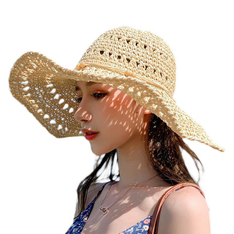 贵伦美旗舰店草帽女夏季韩版潮百搭折叠遮阳帽子海边沙滩大帽檐防晒渔夫太阳帽3