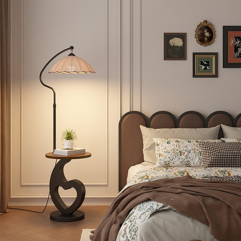 中古风落地灯侘寂风装饰摆件带茶几置物架一体客厅沙发边立式台灯,淘宝优惠券,粉丝福利购,淘宝优惠卷