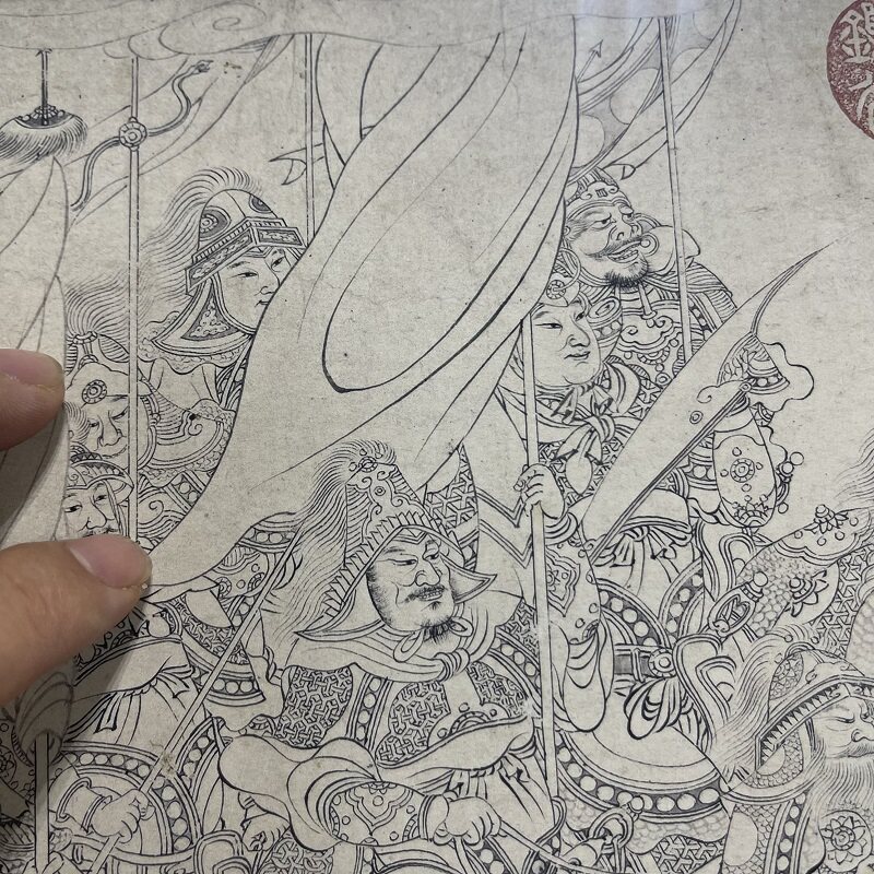 1:1宋 李公麟 免胄图卷宋代国画白描人物画唐朝回纥战争故事微喷