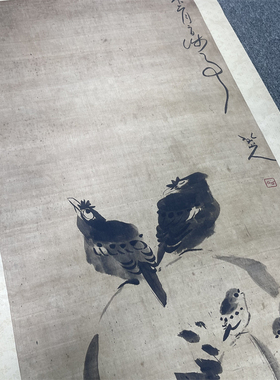 八大山人朱耷湖石聚禽图装饰画