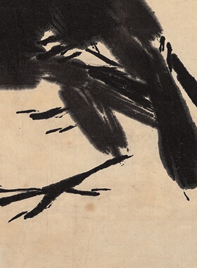 潘天寿雏鹰雏鸡真迹微喷画稿