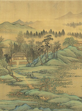 清王翚云溪草堂图青绿山水国画