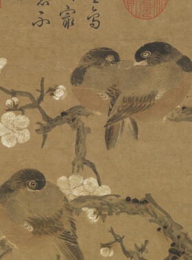 吕纪春喜图中式工笔花鸟国画