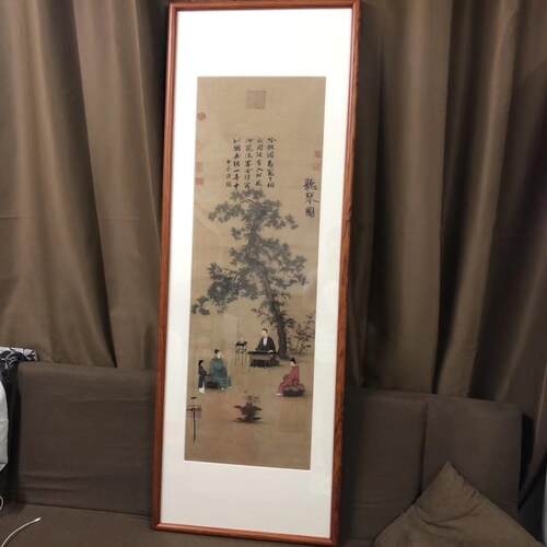 宋徽宗听琴图仿古画复制客厅书房玄关装饰中国画名人字画挂画装裱 - 图0