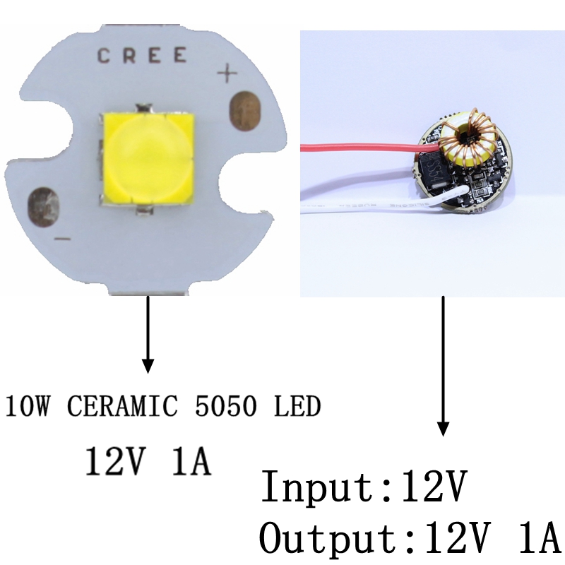 10W 12V 1A陶瓷5050高亮冷白暖白大功率LED强光手电筒灯珠灯泡-图0