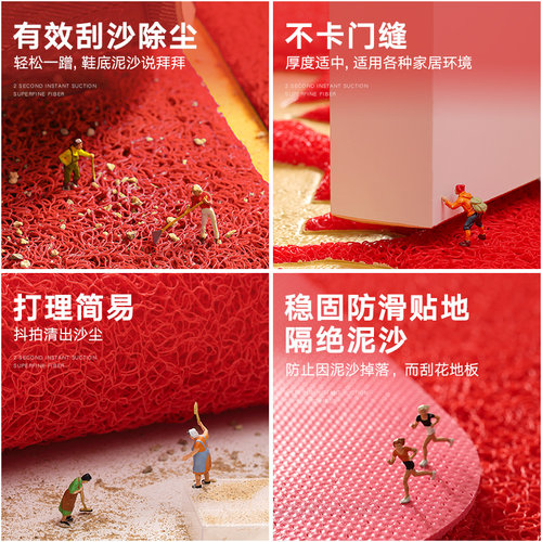 大江入户门地垫新款红色丝圈门垫大门口喜庆脚垫新家除尘防滑地毯 - 图2