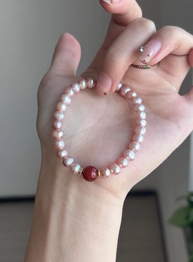 新中式宫廷极光仿珍珠手链女款轻奢高级感串珠转运珠手饰温柔显白