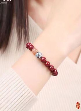 批发普陀山净心莲花朱砂手链女款保真高含量紫金砂手串饰品礼物