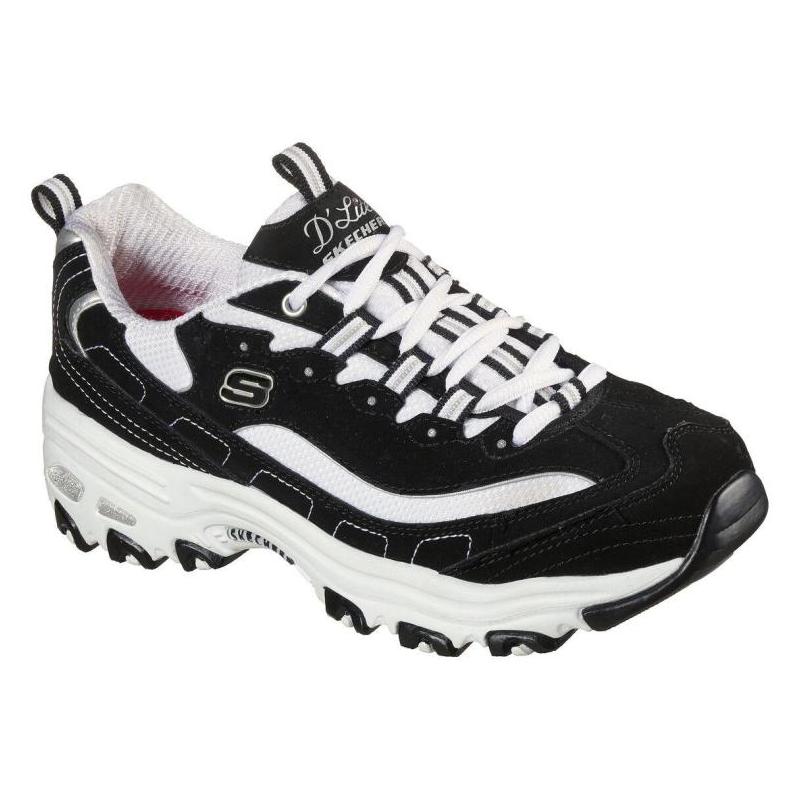 Skechers/斯凯奇女休闲鞋熊猫鞋厚底低帮系带绒面拼接正品11930 - 图0