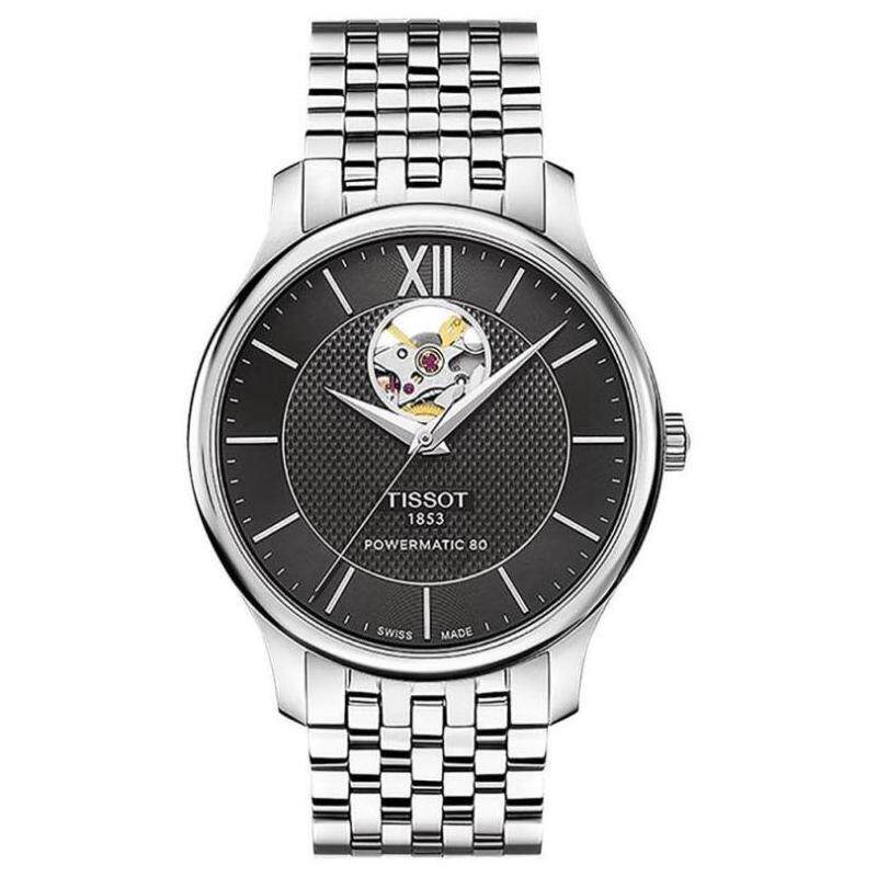 天梭tissot男自动传统钢带机械表 axonus海外瑞士腕表