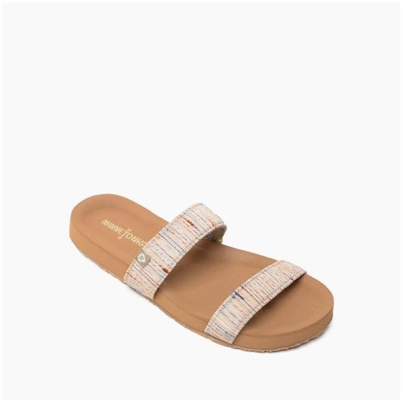 MINNETONKA/迷你唐卡女士拖鞋一字拖撞色条纹平底经典正品532282 - 图1