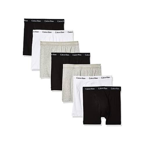 CK男士内裤四角平角7条装棉纯色Calvin Klein/凯文克莱送男友礼物 - 图1