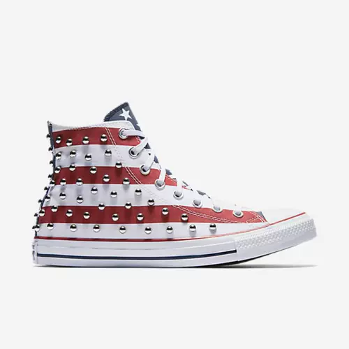 Converse/匡威 Холщовая обувь, женские высокие туфли со звездами и полосками, универсальные, аутентичные с заклепками 160994C