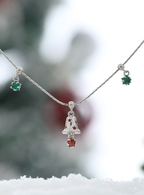圣诞铃铛项链原创银饰S925纯银项链小众高级感百搭秋冬爆款锁骨链