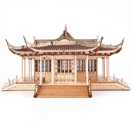 Wooden building model diy handmade educational ornaments