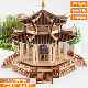 Four-corner wooden antique architectural model diy handmade