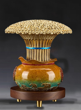 一定大麦摆件开业礼创意铜