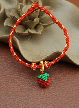 穿金子十股编红绳手链男女情侣