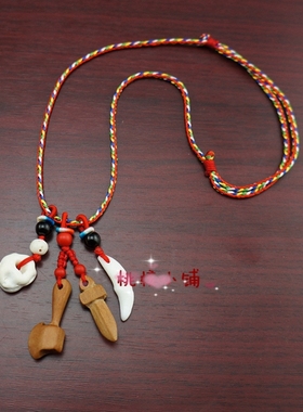 宝宝儿童压惊桃木剑斧头狗牙项链