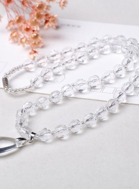 红色天然白水晶情侣式日韩版项链