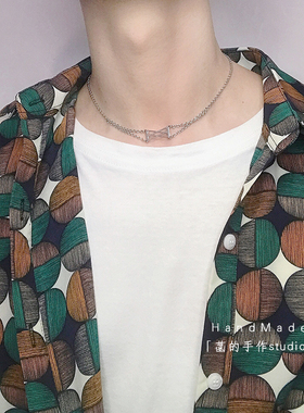 手作ins风缠绕颈链男脖圈chocker