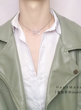 ins风简约六芒星星情侣男锁骨链