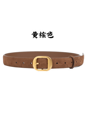yd66699简约金扣反绒皮带百搭款真皮牛皮腰带