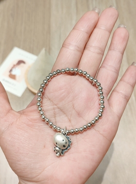 925纯银亲子圆珠恐龙手链中大童佛珠卡通手圈小男孩满月生日礼物