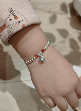 正品S925纯银圆珠子韩版情侣手链男女款佛珠银饰珠子手链宝宝礼物