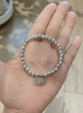 S925纯银手链女复古手工泰银小象【吉祥】银珠时尚百搭手串礼物