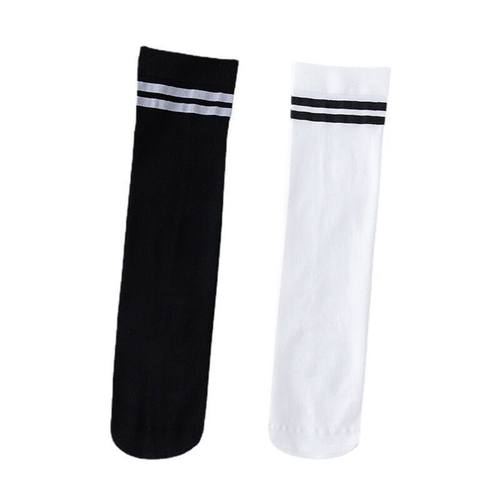 二杠小腿袜子女夏季薄款丝袜黑色白色中筒学生日系jk天鹅绒长筒袜 - 图1