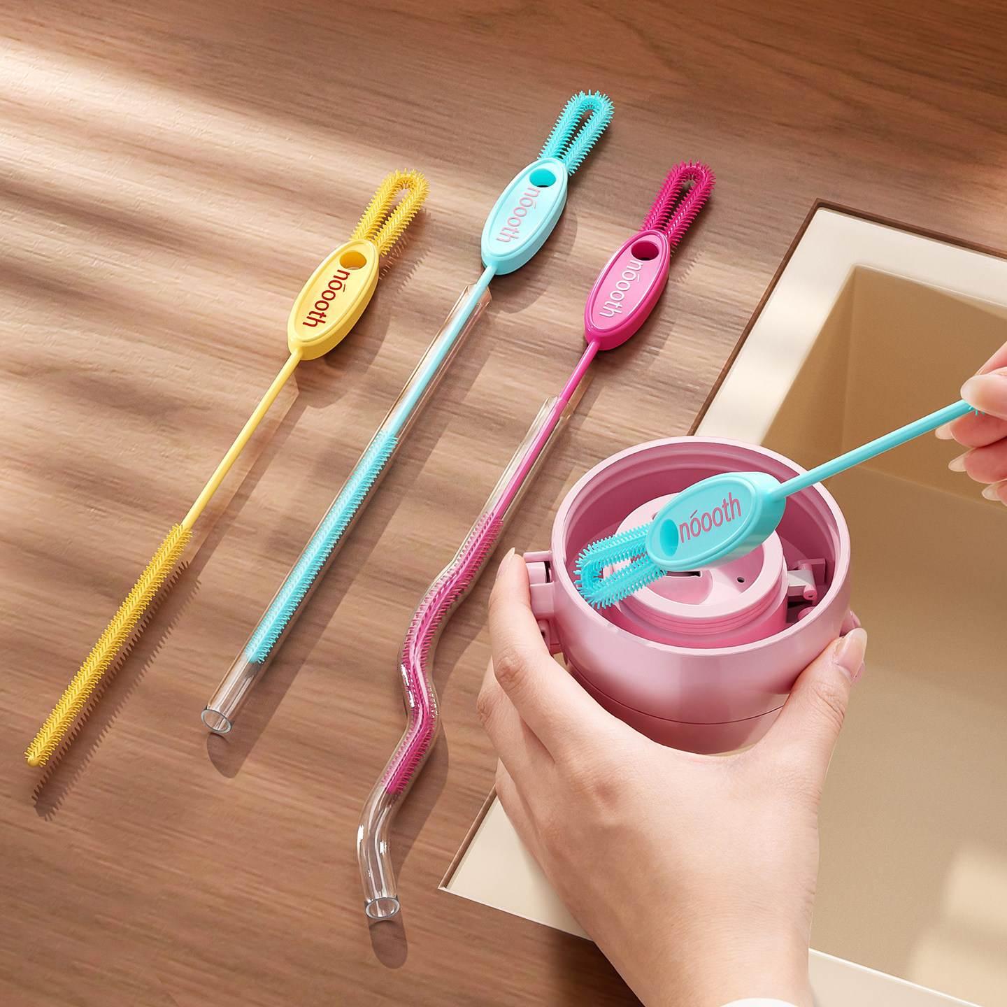 二合一硅胶吸管刷加长奶瓶盖清洗刷水杯缝隙专用清洁神器长柄刷子,淘宝优惠券,粉丝福利购,淘宝优惠卷