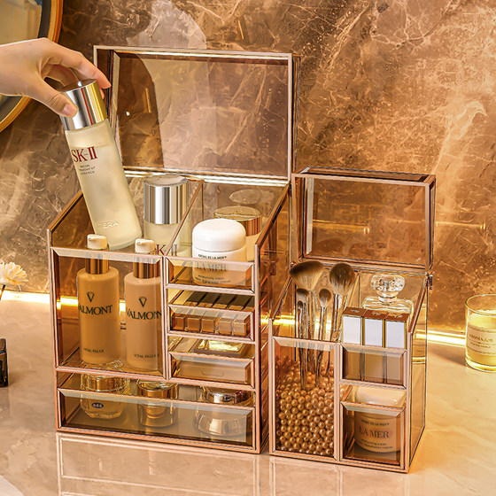 Kaman high-end light luxury glass cosmetics storage box