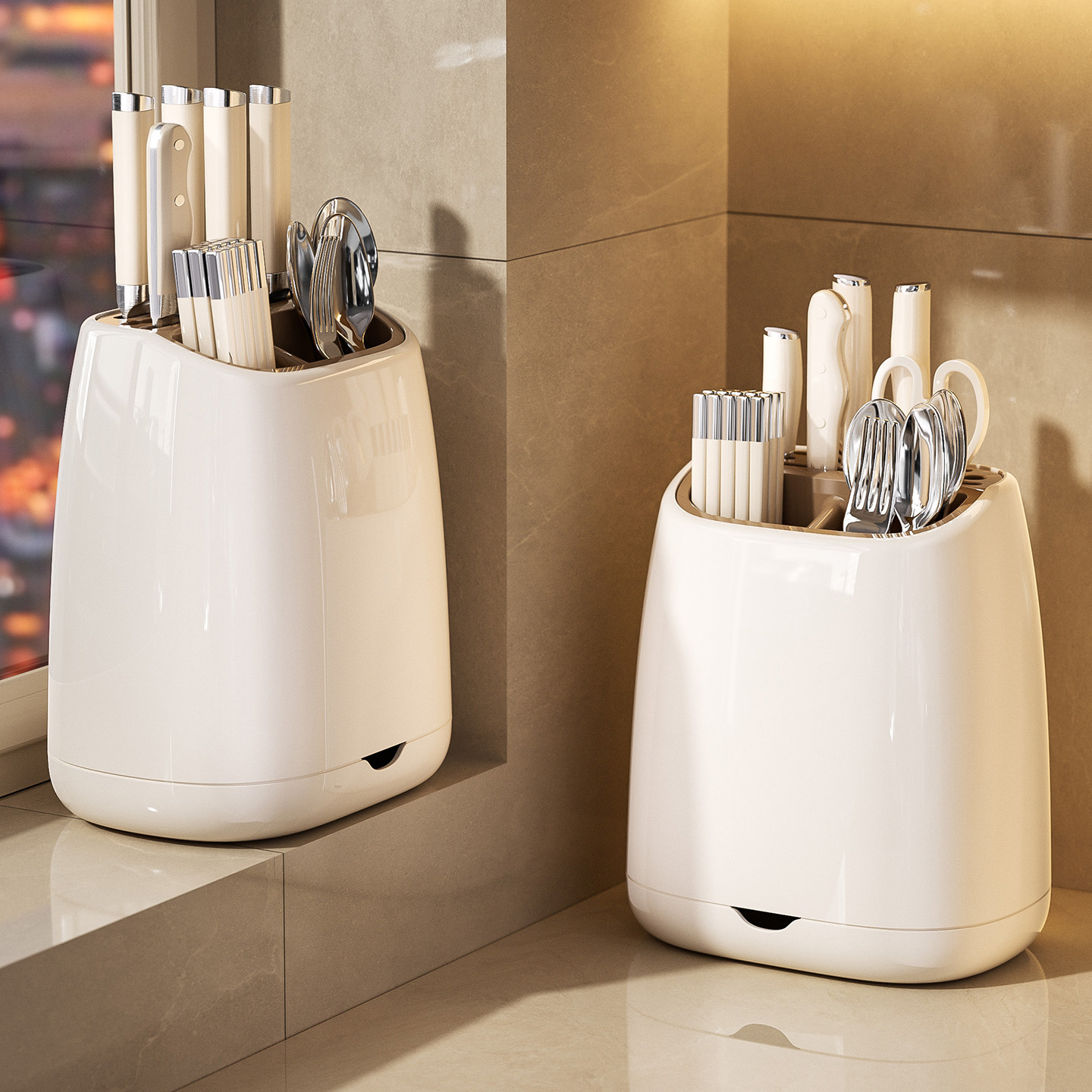 Multifunctional kitchen knife holder storage rack chopstick cage integrated